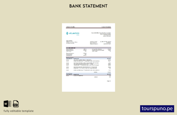listo para imprimir plantilla de word   extracto bancario de Namibia Atlántico
